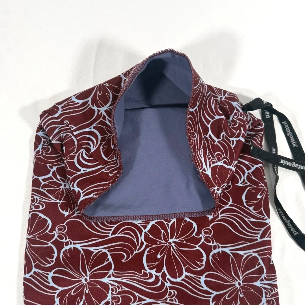 Patagonia Laundry Dust Bag Burgundy Floral Hibiscus Ribbon Tie Pouch